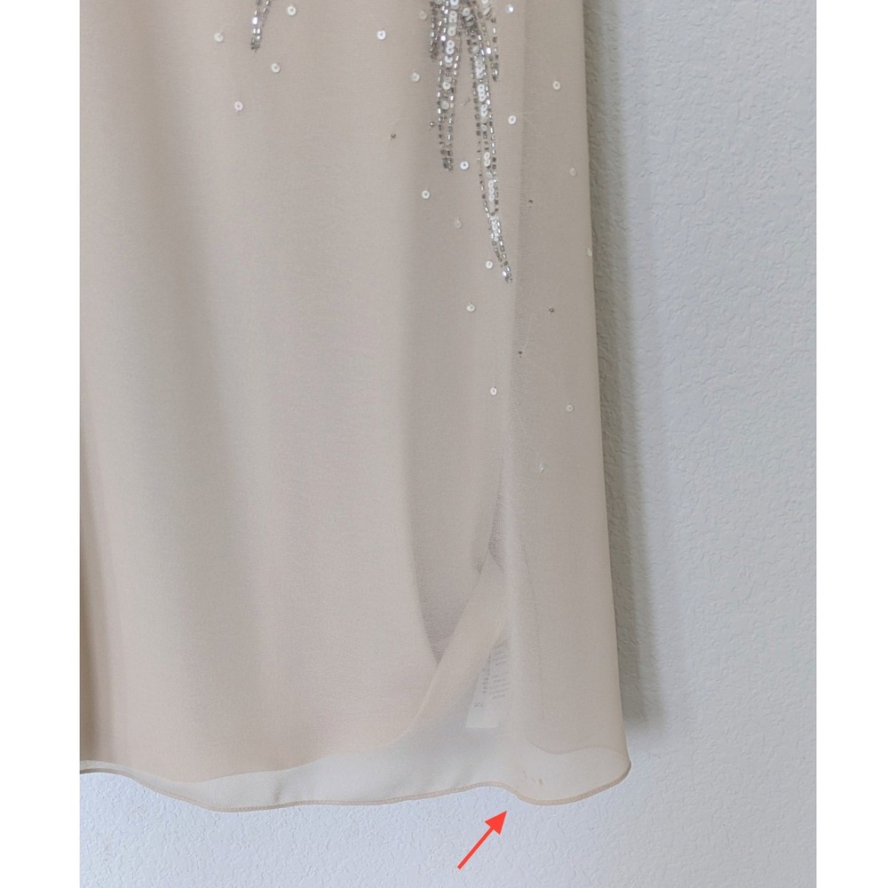 BHLDN Devon Beaded Illusion Maxi Gown Oyster Champagne Size 0 Like‎ New Formal - Picture 13 of 14
